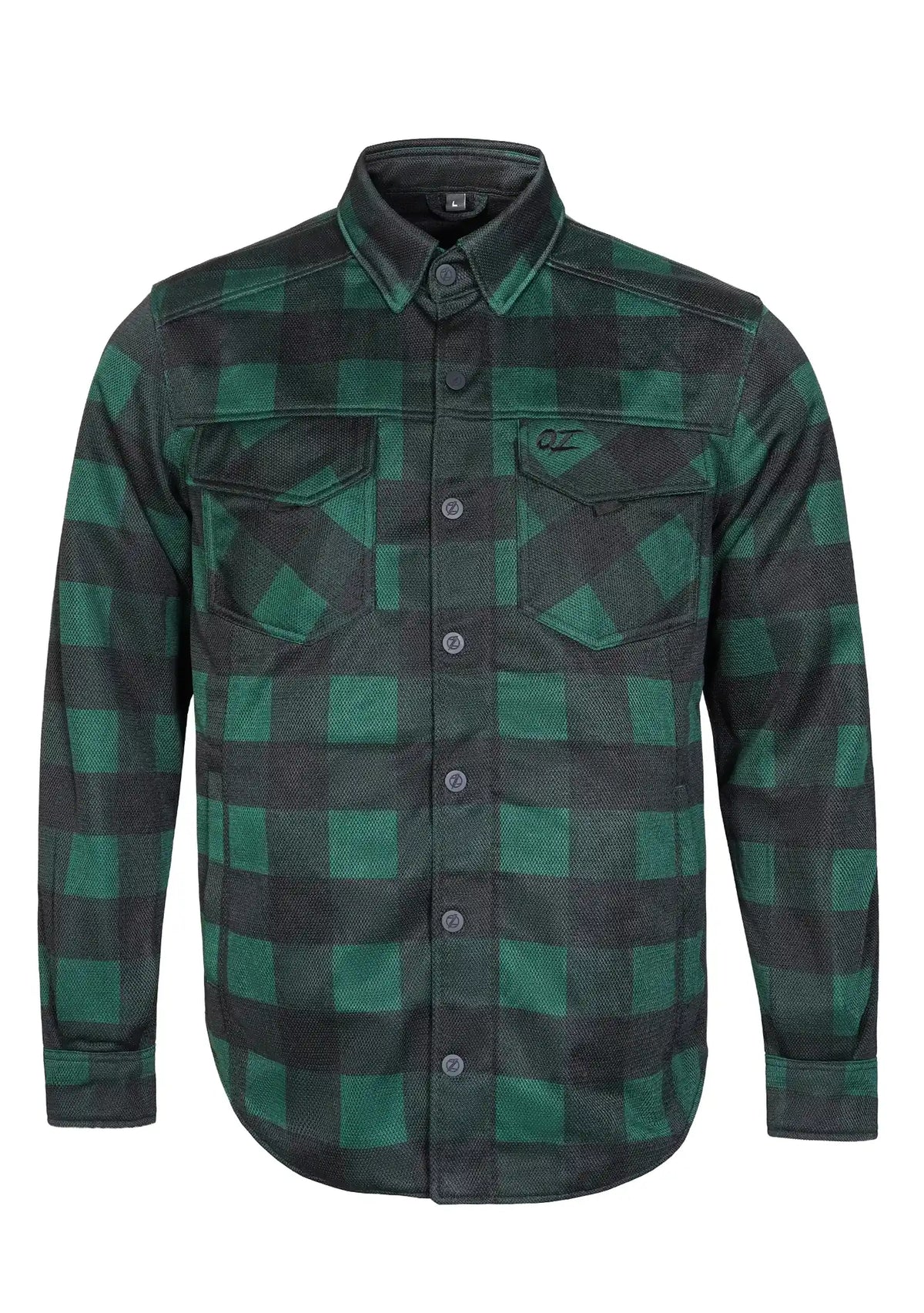 Men's Drifter Mesh Shirt Green Check - Level 2 Protected - OZ MOTOGEAR