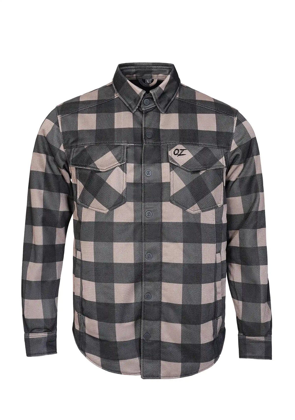 Men's Drifter Mesh Shirt Grey Check - Level 2 Protected - OZ MOTOGEAR
