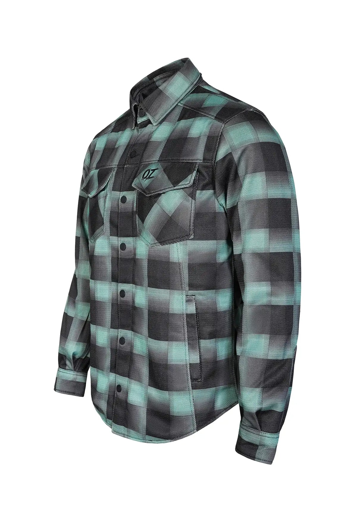 Men's Drifter Mesh Shirt Emrald Check - Level 2 Protected - OZ MOTOGEAR