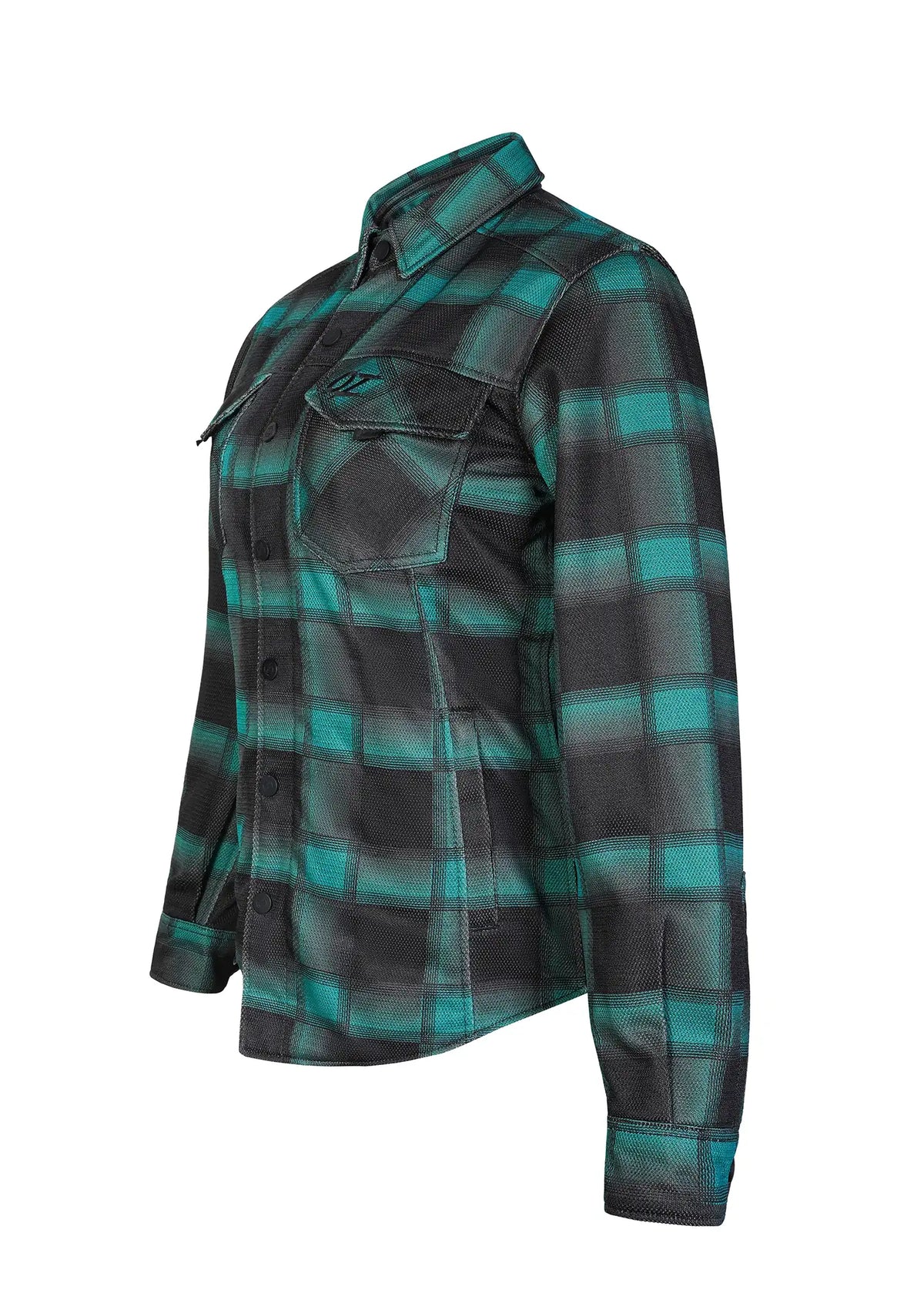 Ladies Drifter Mesh Shirt Emrald Check - Level 2 Protected - OZ MOTOGEAR
