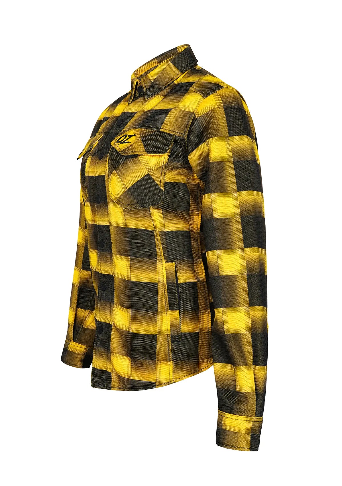 Ladies Drifter Mesh Shirt Golden Yellow Check - Level 2 Protected - OZ MOTOGEAR
