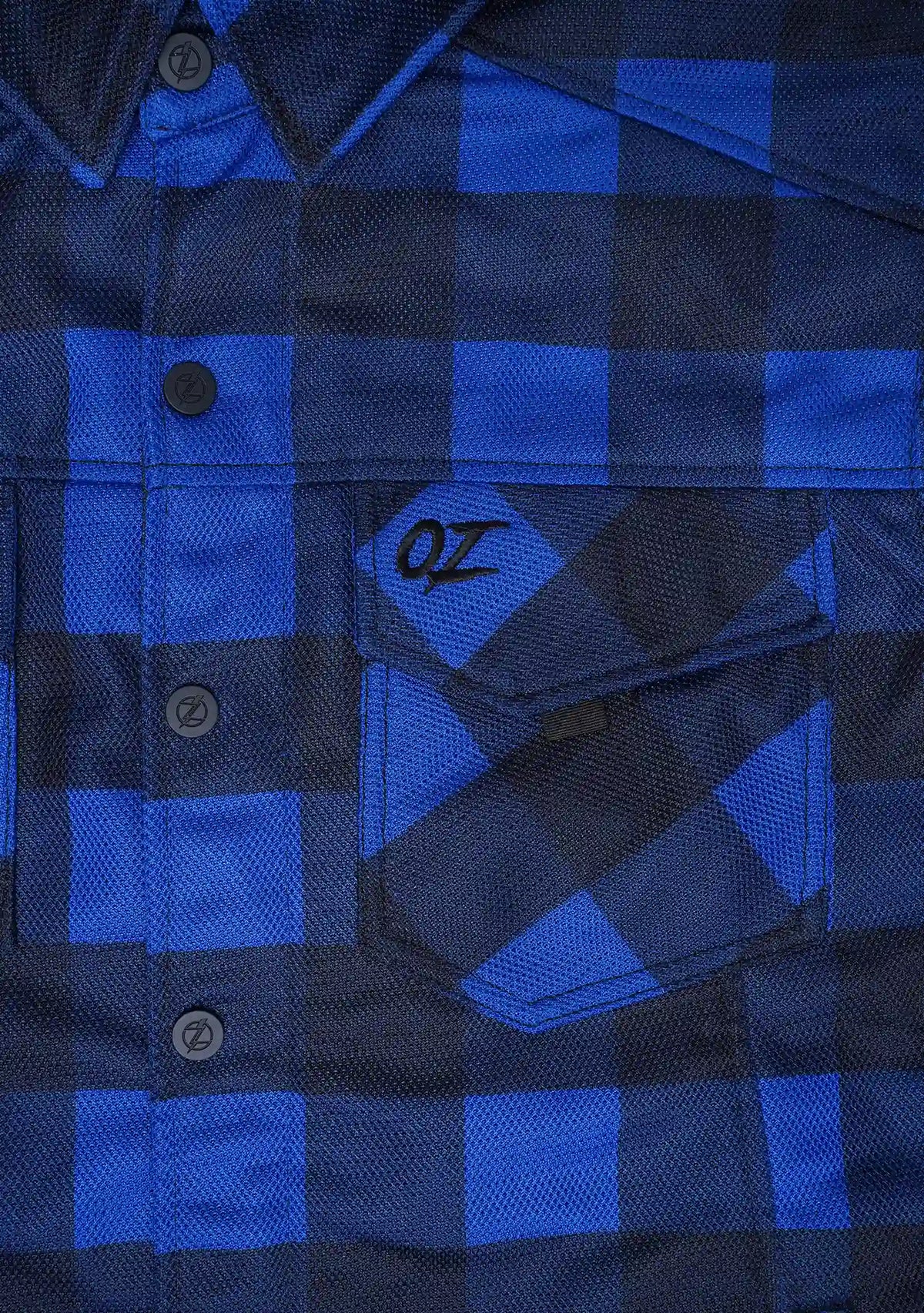 Men's Drifter Mesh Shirt Blue Check - Level 2 Protected - OZ MOTOGEAR