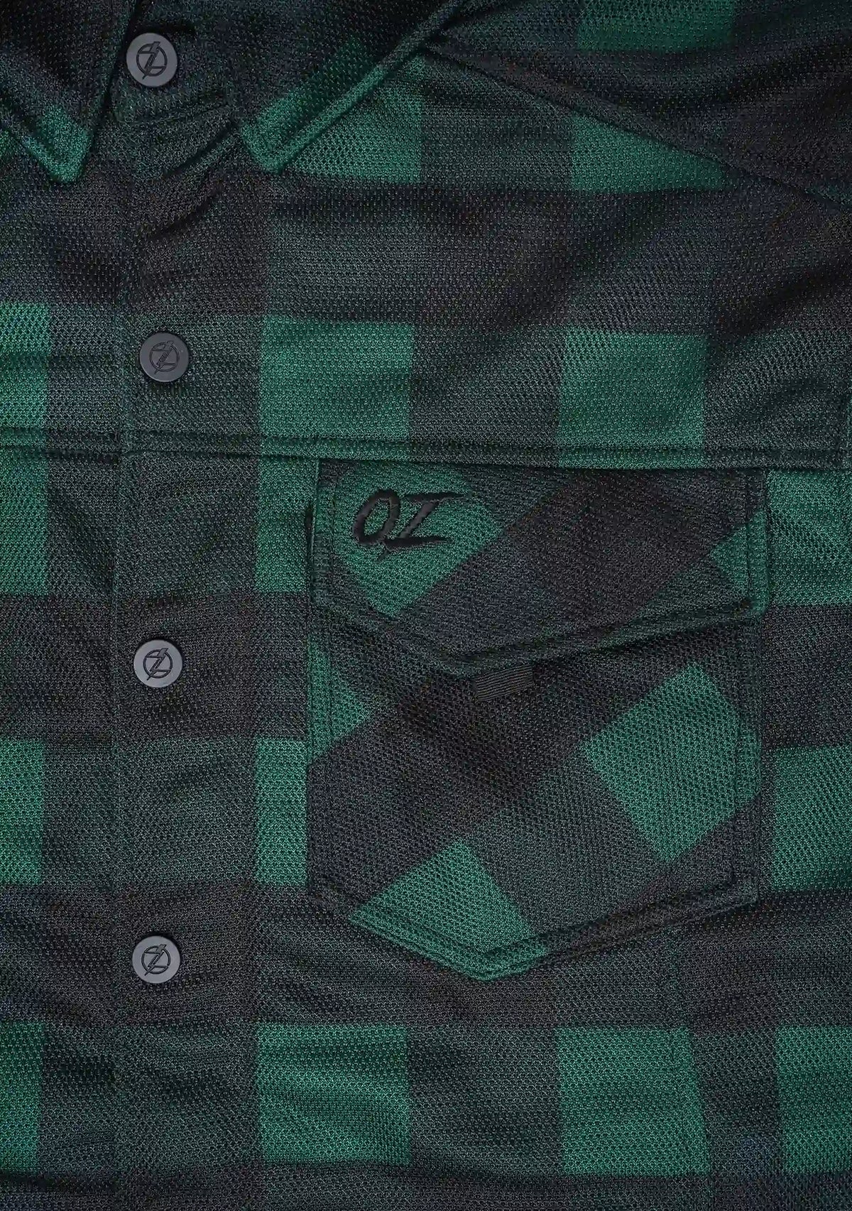 Men's Drifter Mesh Shirt Green Check - Level 2 Protected - OZ MOTOGEAR