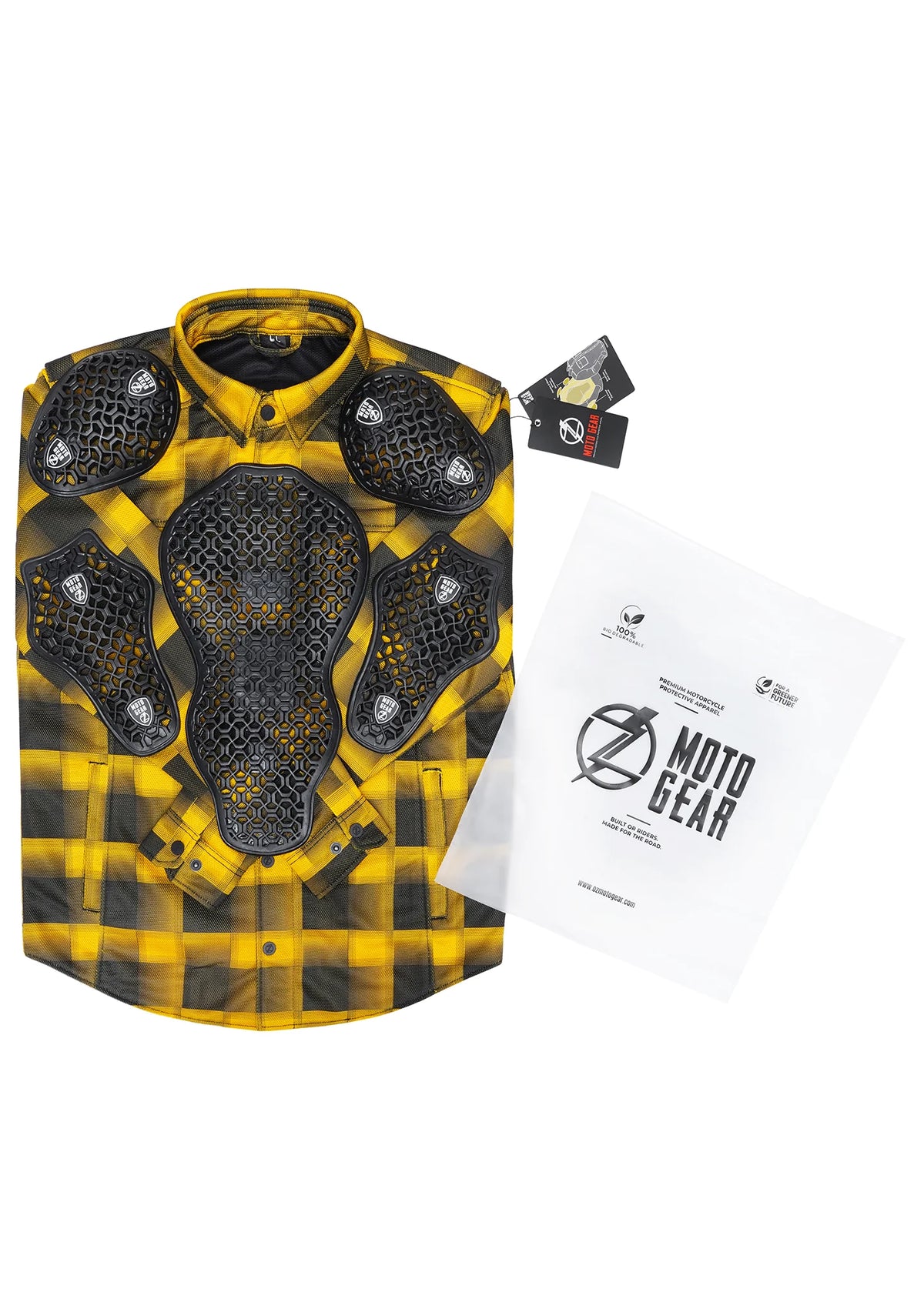 Men's Drifter Mesh Shirt Golden Yellow Check - Level 2 Protected - OZ MOTOGEAR