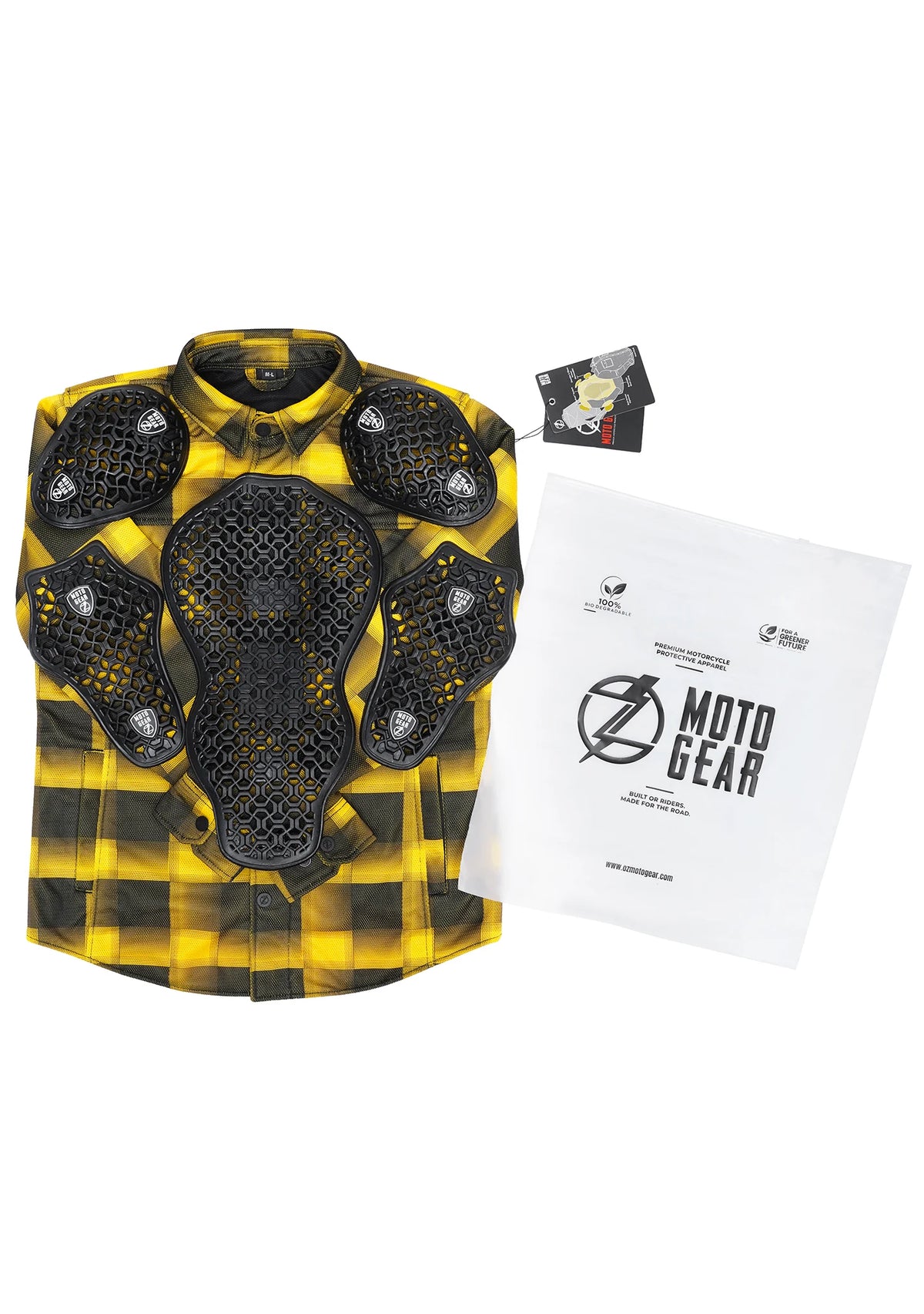 Ladies Drifter Mesh Shirt Golden Yellow Check - Level 2 Protected - OZ MOTOGEAR