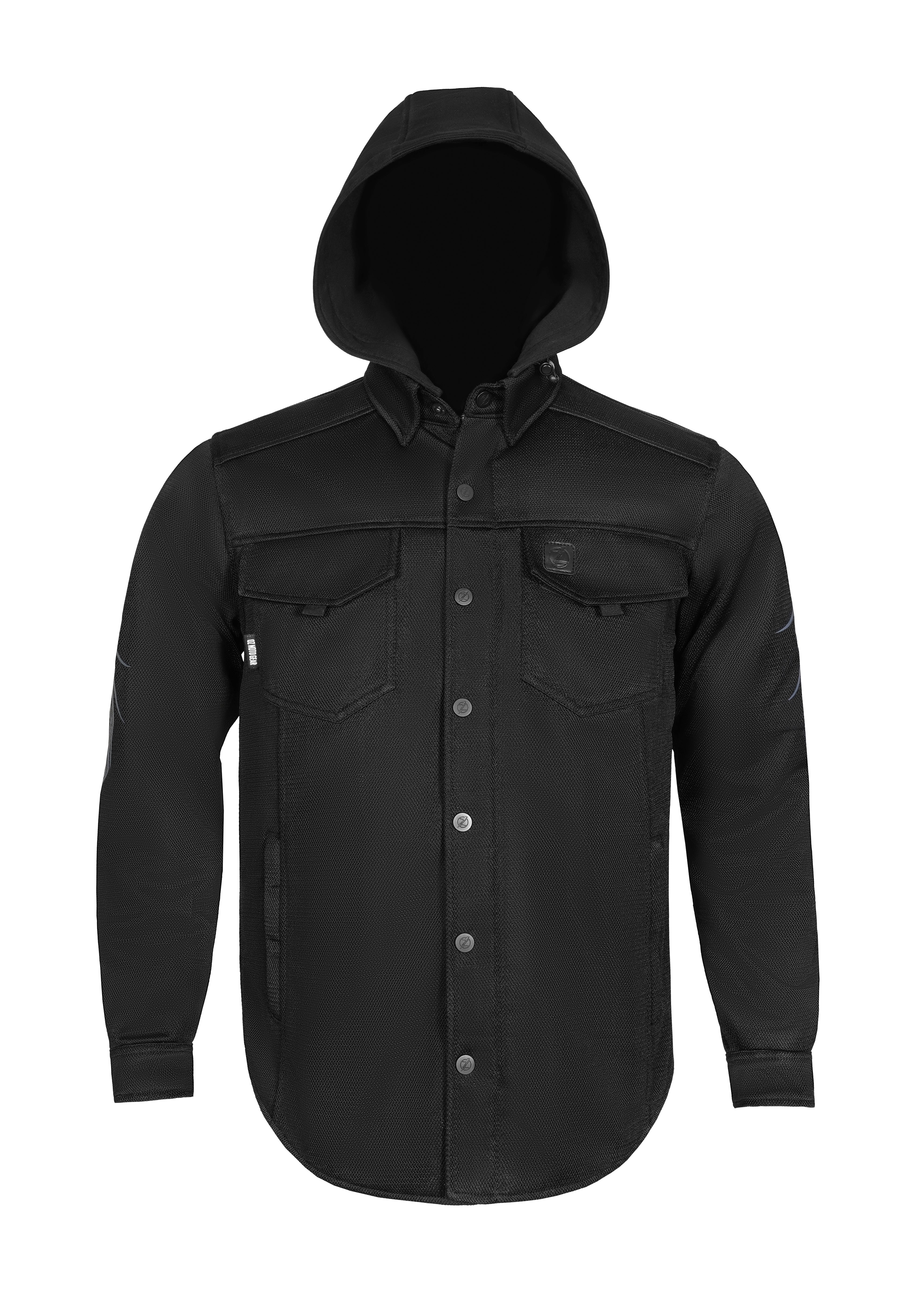 Mens Drifter Night Hawk reflective hooded Mesh Shirt — Ashborne Series - Level 2 Protected - OZ MOTOGEAR