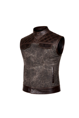 Men's Motorbike Vest Dark Brown Marble-Textured - OZ MOTOGEAR