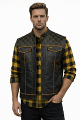 Men's Motorbike Vest Yellow & Black - OZ MOTOGEAR