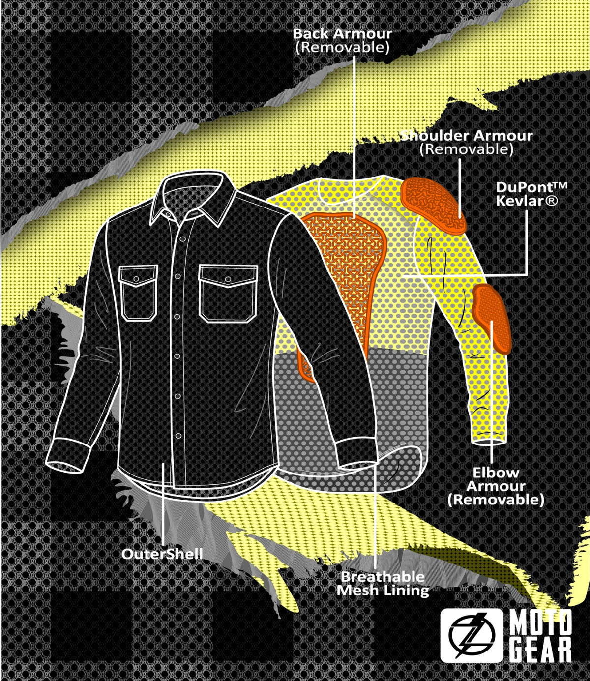 Mens Drifter Mesh Hoodied Shirt — Ashborne Series - Level 2 Protected - OZ MOTOGEAR