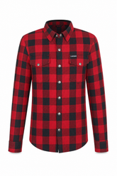 Ladies Motorcycle Flannel Shirt CE AA Certified Red & Black - Kevlar Reinforced - OZ MOTOGEAR