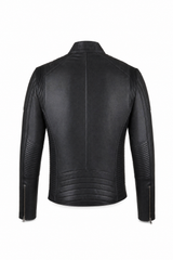 Men's Premium Leather Jacket Black - OZ MOTOGEAR