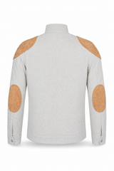 Men’s Leather & Canvas Jacket Off-White - OZ MOTOGEAR