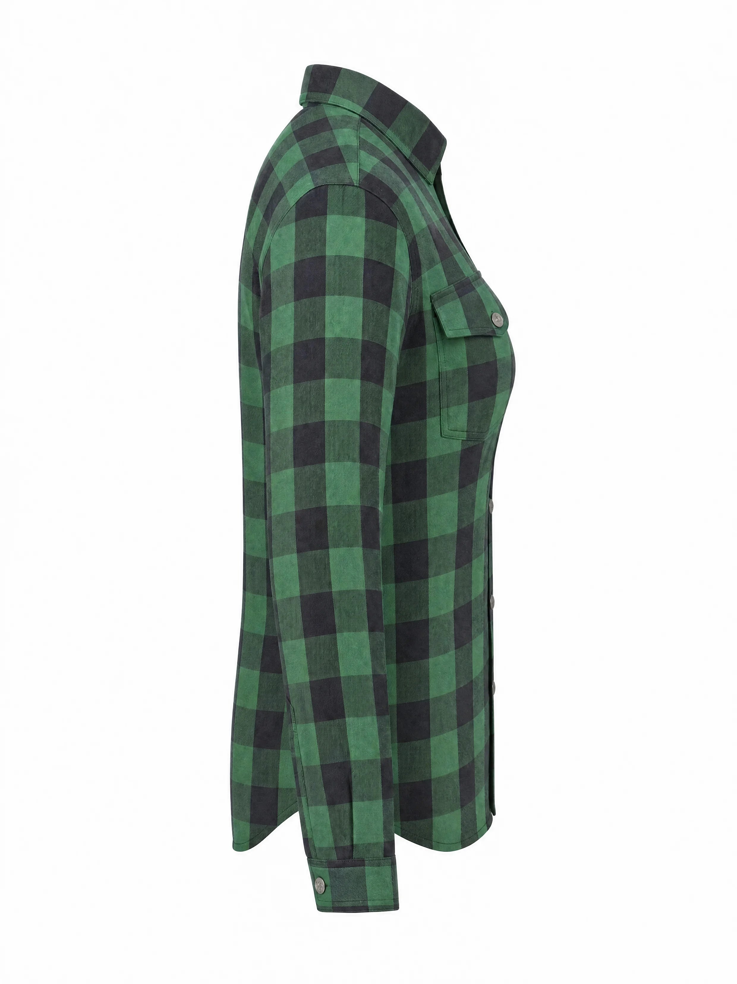 Ladies Motorcycle Flannel Shirt CE AA Certified Green & Black - OZ MOTOGEAR