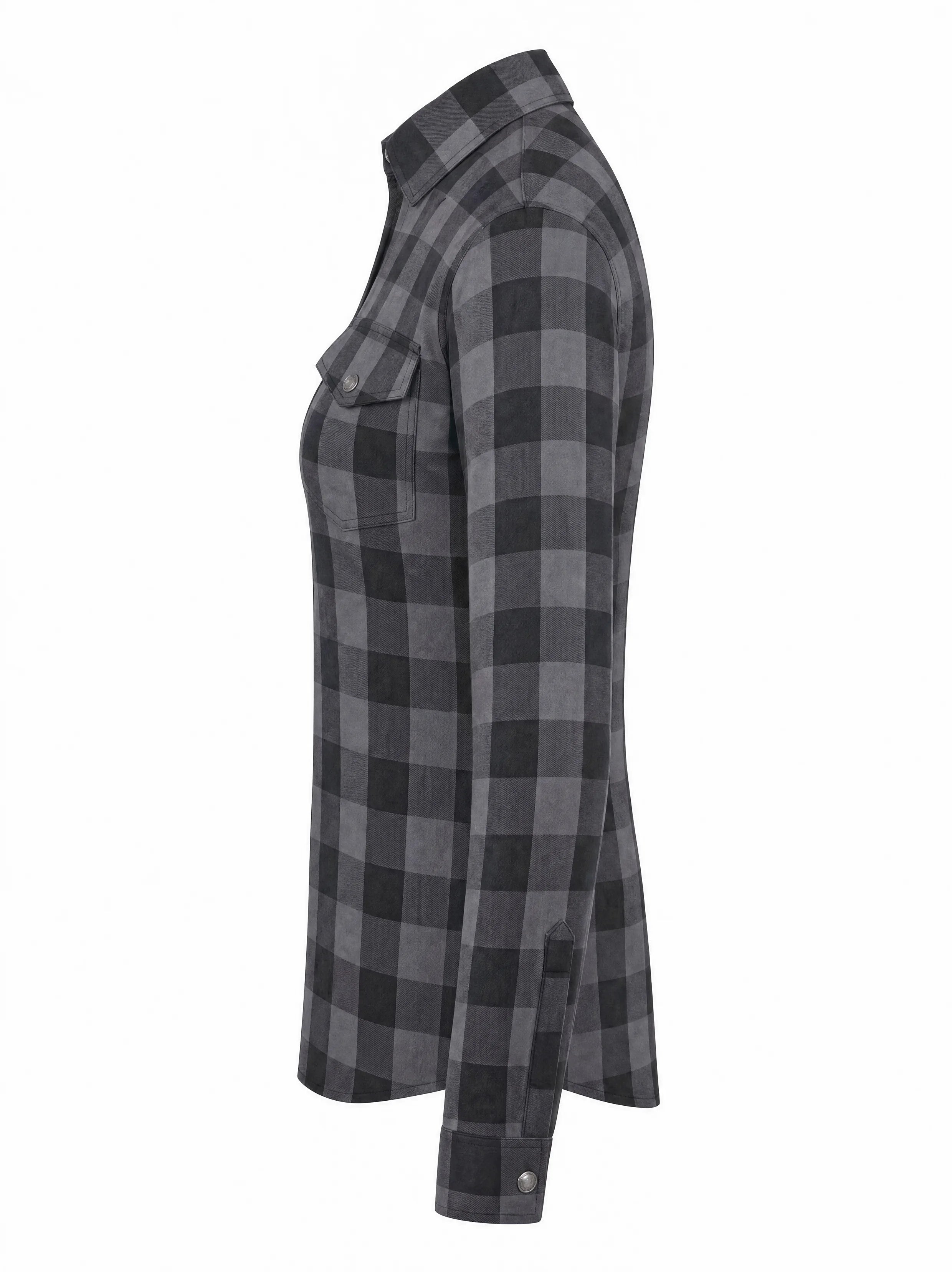 Ladies Motorcycle Flannel Shirt CE AA Certified Grey & Black - OZ MOTOGEAR