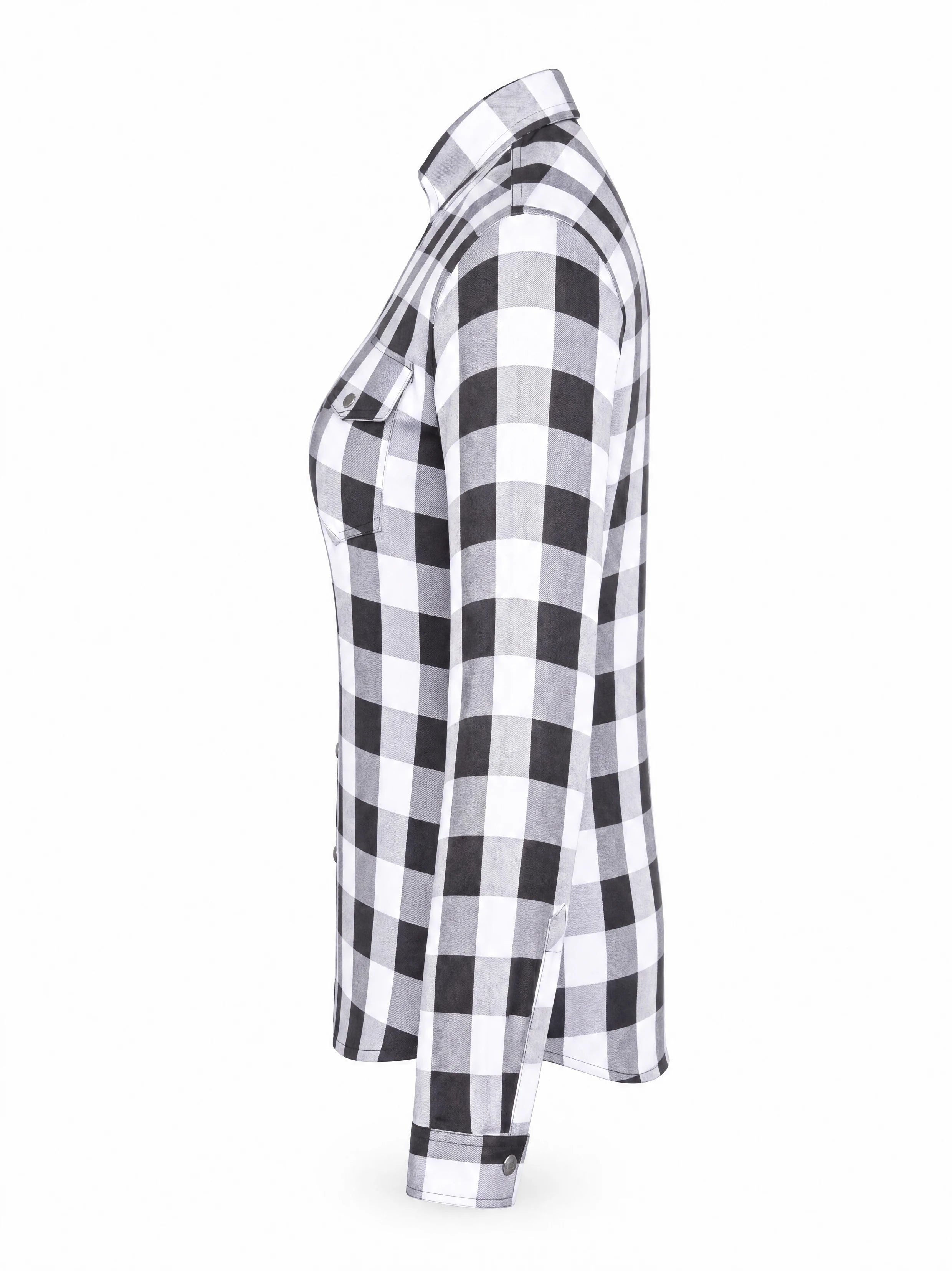 Ladies Motorcycle Flannel Shirt CE AA Certified White & Black - OZ MOTOGEAR