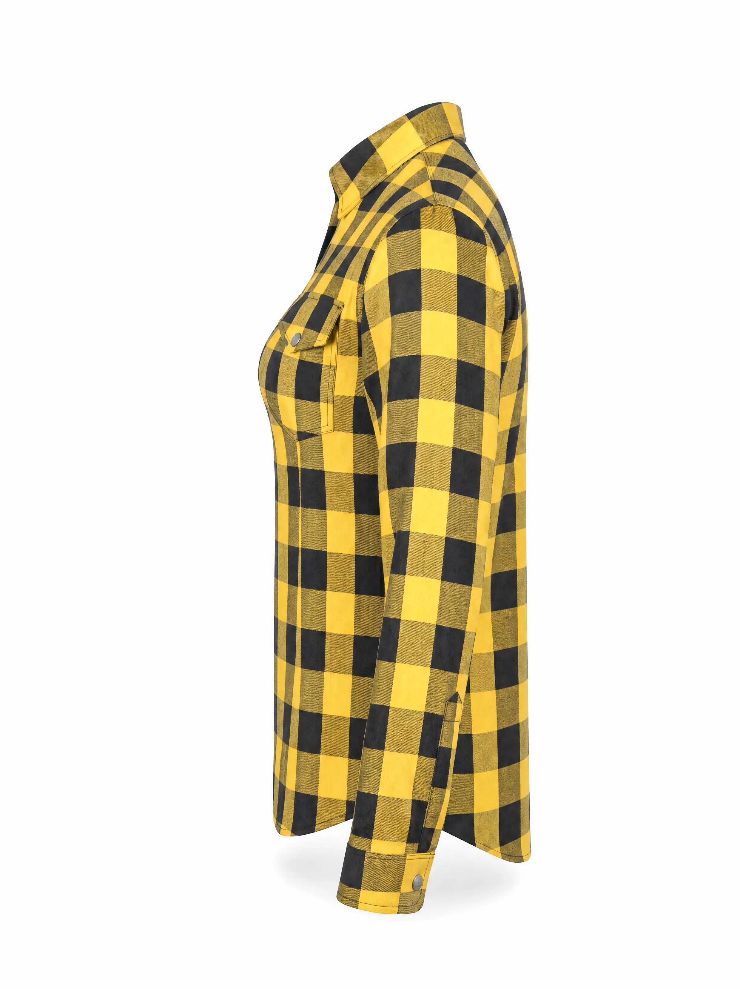 Ladies Motorcycle Flannel Shirt CE AA Certified Yellow & Black - OZ MOTOGEAR