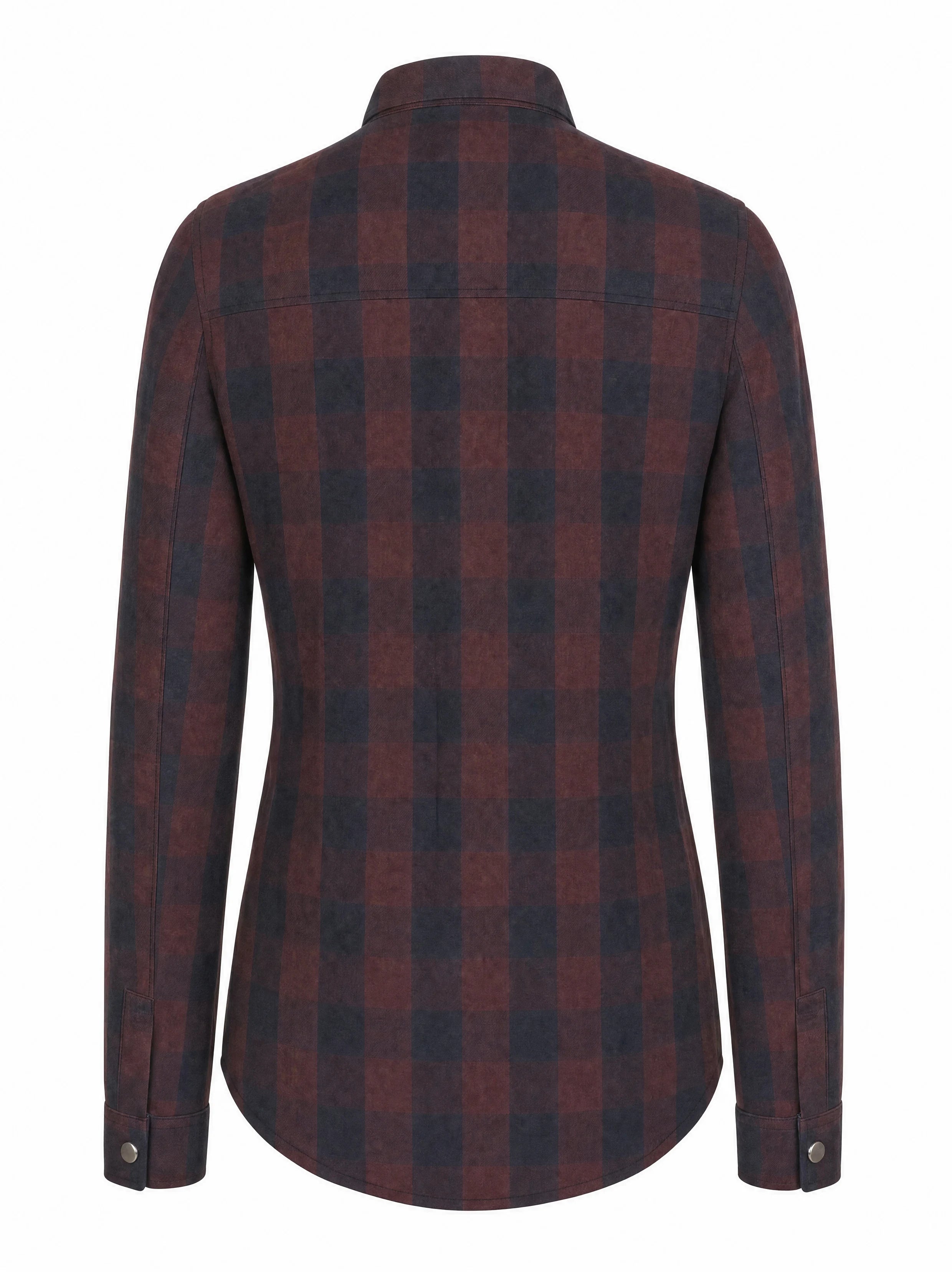 Ladies Motorcycle Flannel Shirt CE AAA Certified Dark Brown - OZ MOTOGEAR