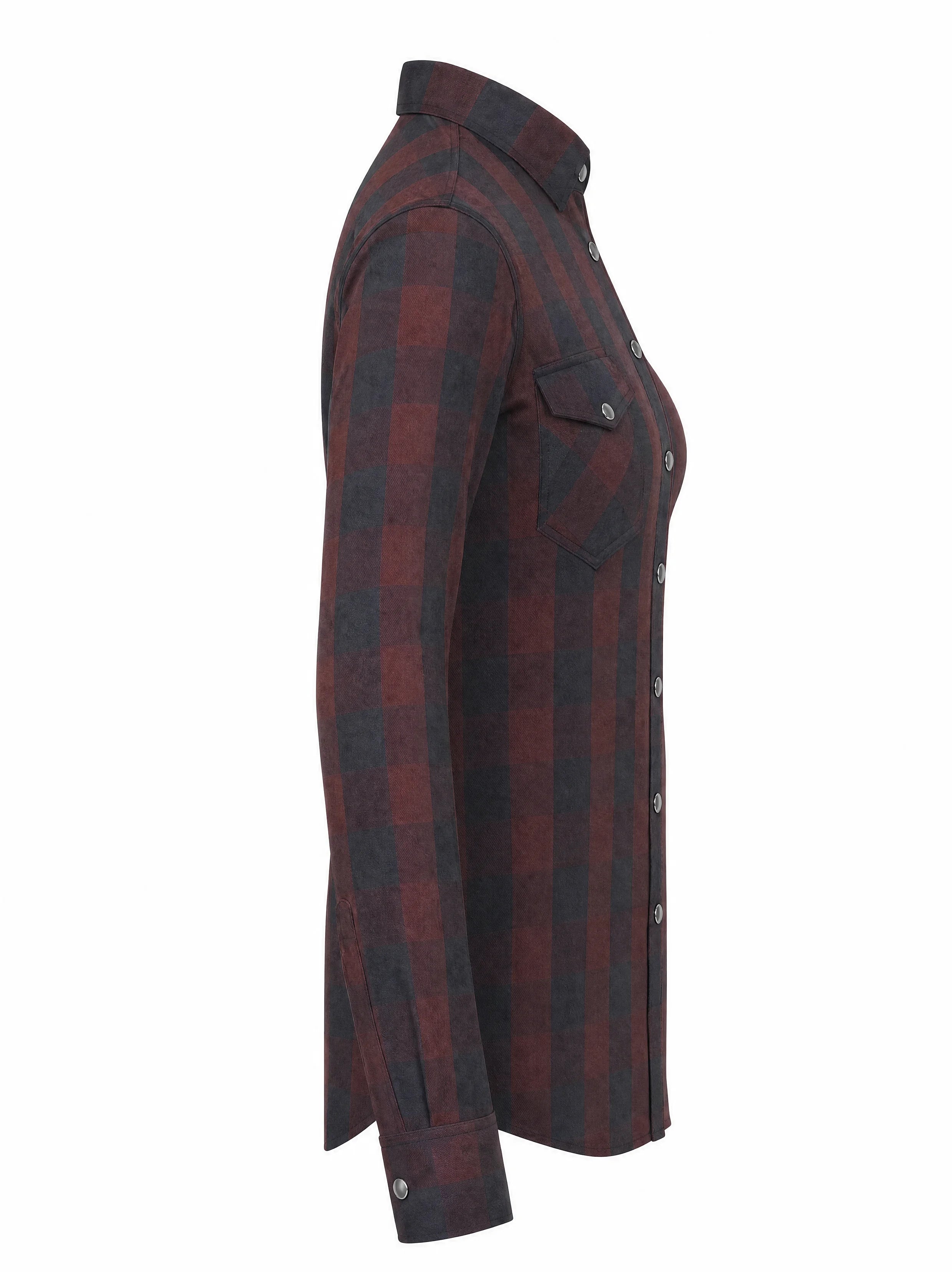 Ladies Motorcycle Flannel Shirt CE AAA Certified Dark Brown - OZ MOTOGEAR
