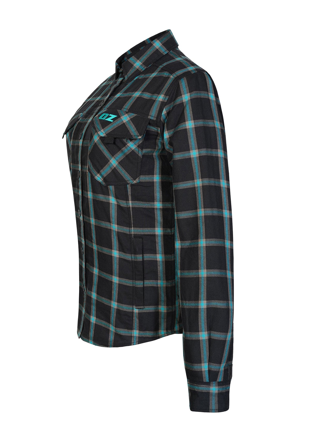 Highway66 Ladies Flannel Shirt Obsidian Wave - CE AAA Certified - OZ MOTOGEAR - OZ MOTOGEAR