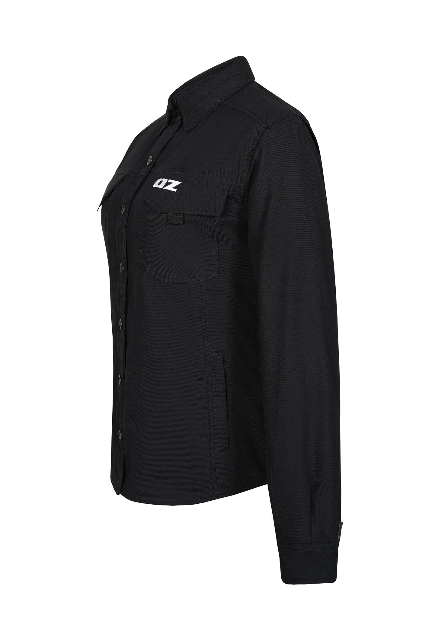 Highway66 Ladies Flannel Shirt Solid Black - CE AA Certified - OZ MOTOGEAR - OZ MOTOGEAR