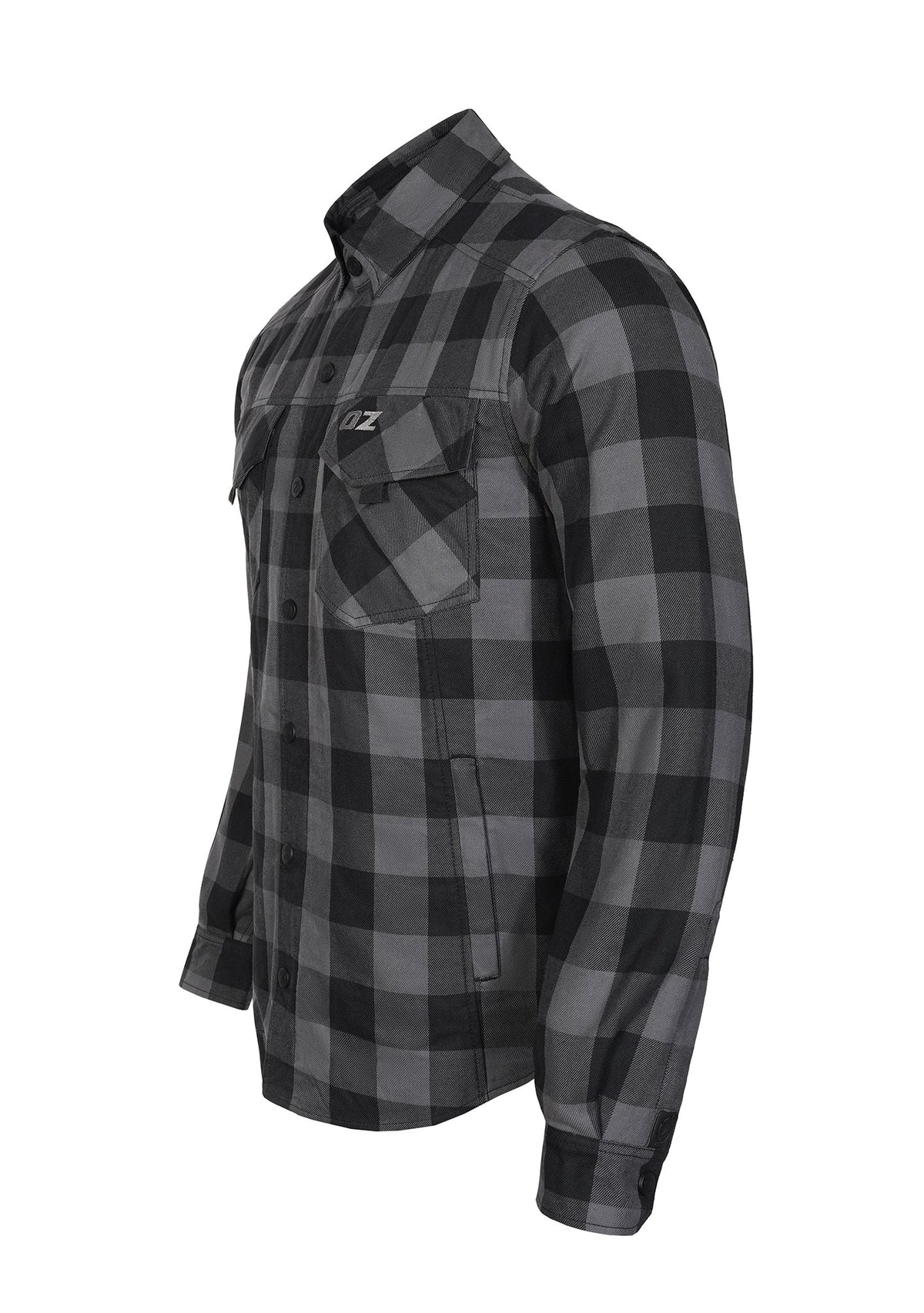 Highway66 Men's Flannel Shirt Grey & Black - CE AA Certified - OZ MOTOGEAR - OZ MOTOGEAR