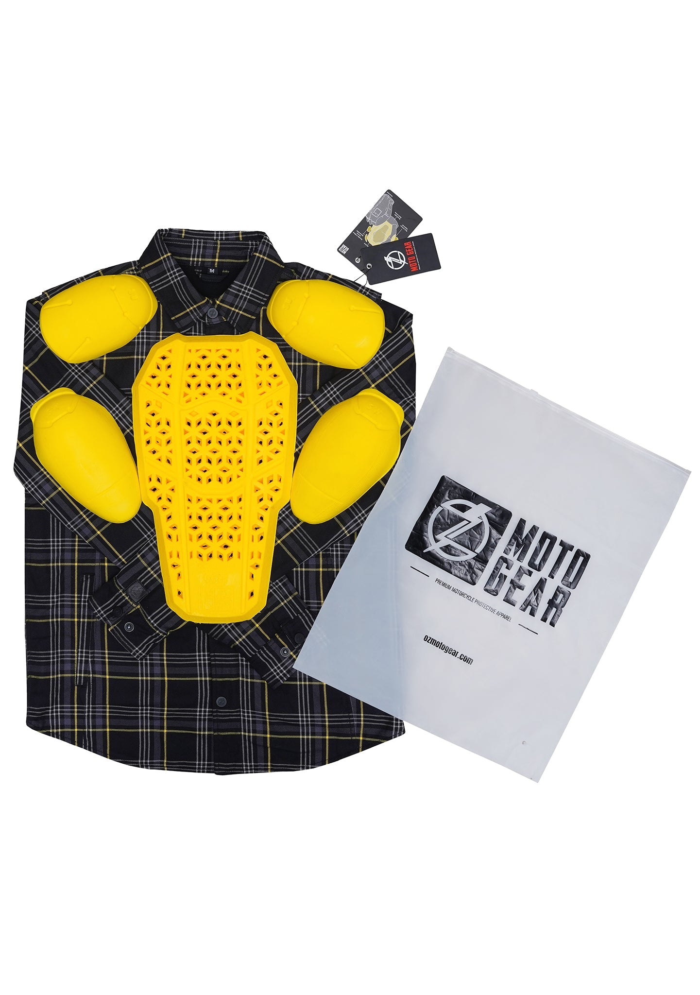 Highway66 Men's Flannel Shirt Onyx Volt - CE AAA Certified - OZ MOTOGEAR - OZ MOTOGEAR