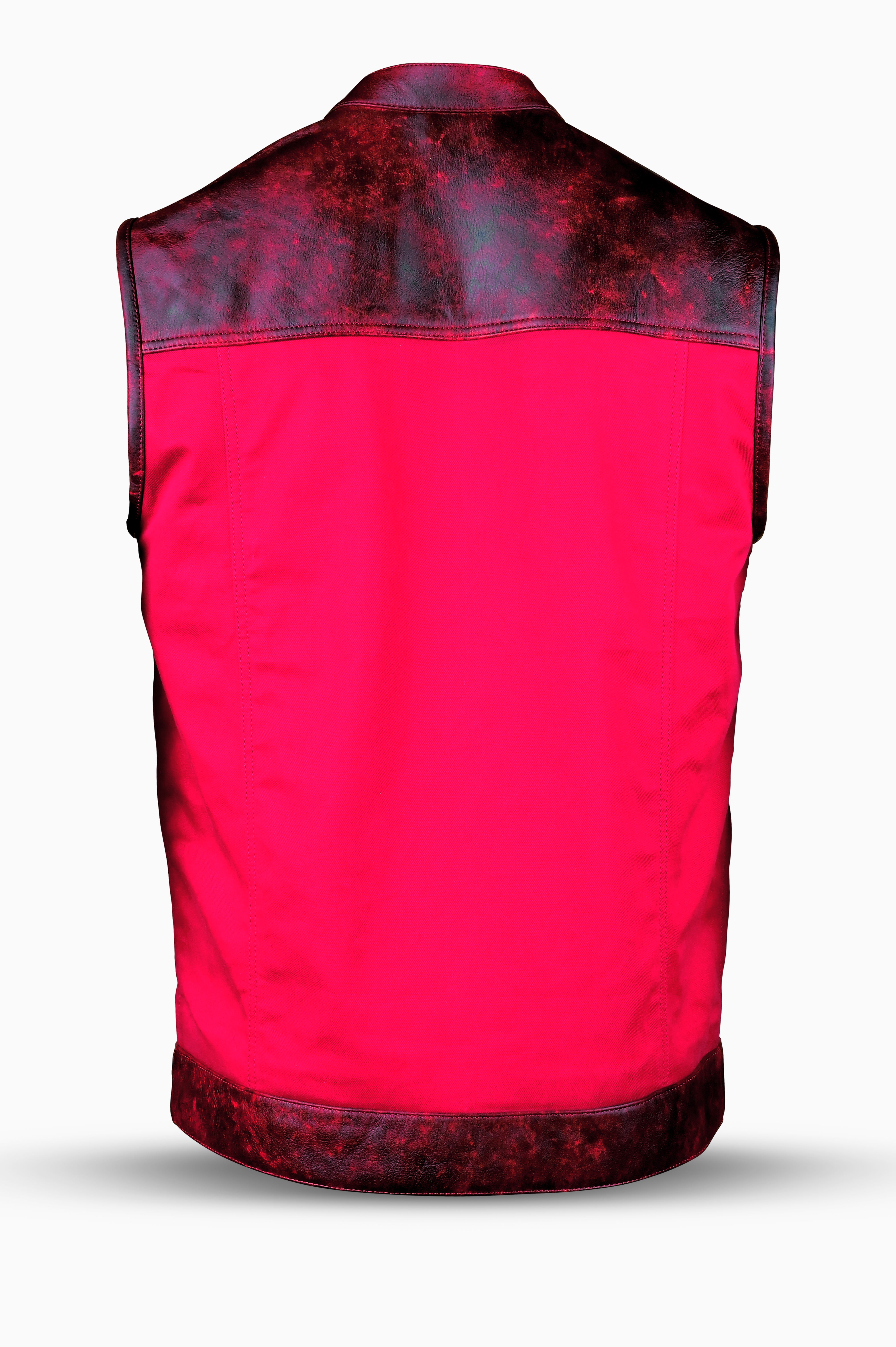 Women’s Hot Pink Leather & Mesh Motorcycle Vest