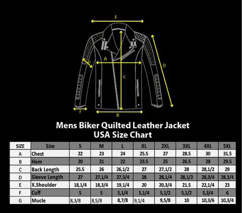 Men's Biker Quilted Leather Jacket Black - OZ MOTOGEAR - Oz Motogear
