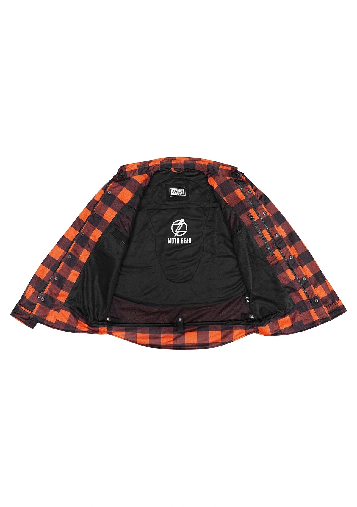 Men's Drifter Mesh Shirt Orange Check - Level 2 Protected - OZ MOTOGEAR - OZ MOTOGEAR