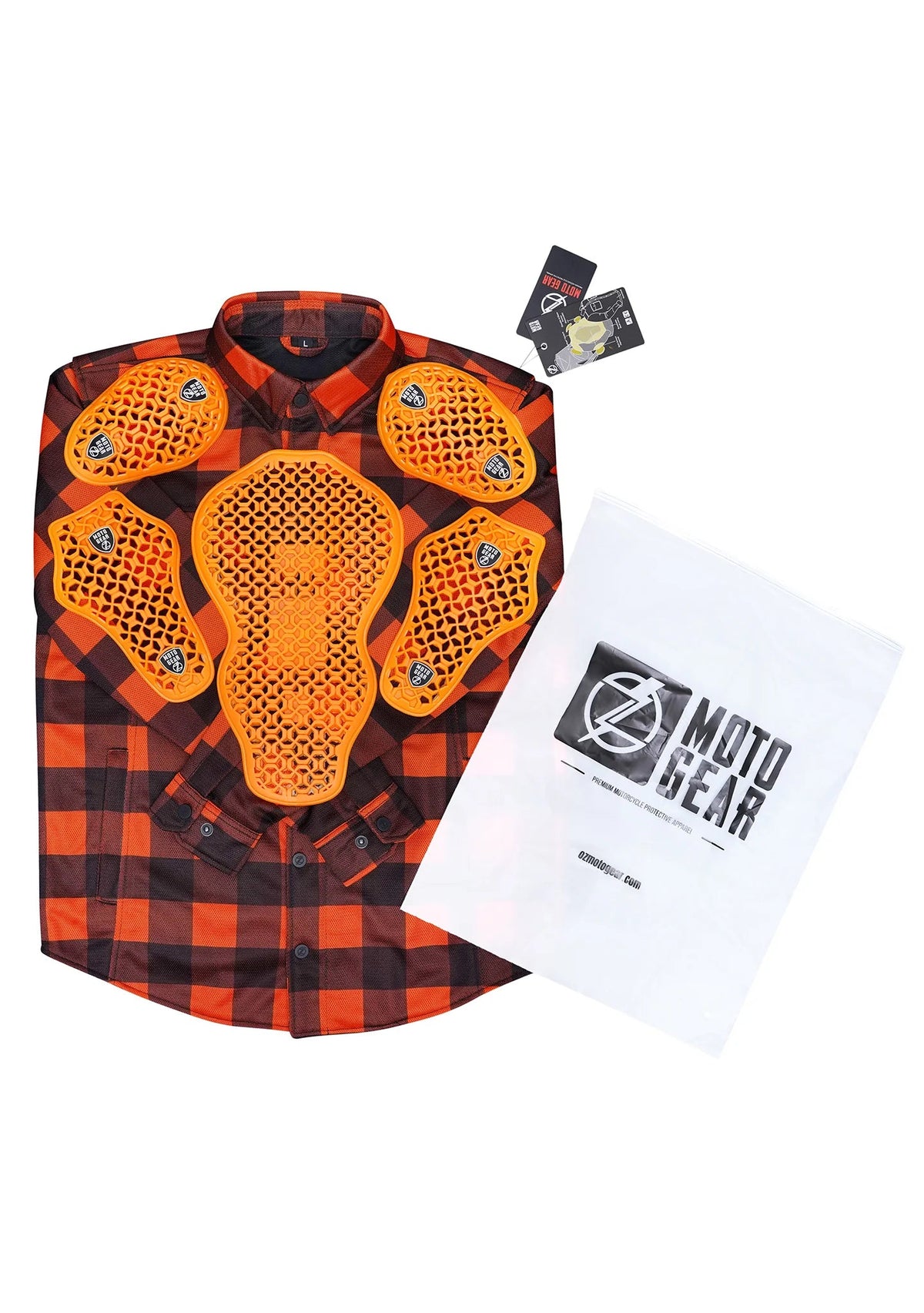 Men's Drifter Mesh Shirt Orange Check - Level 2 Protected - OZ MOTOGEAR - OZ MOTOGEAR