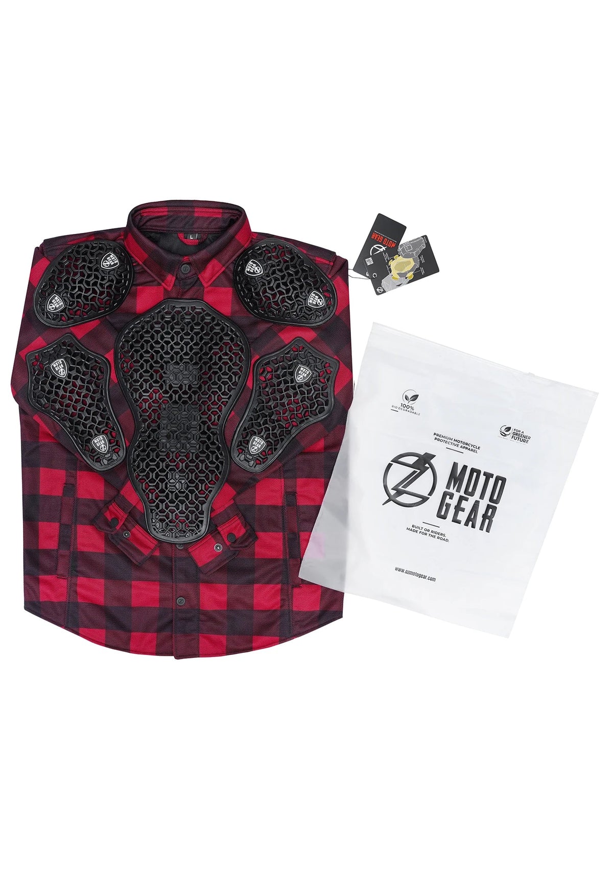 Men's Drifter Mesh Shirt Red Check - Level 2 Protected - OZ MOTOGEAR - OZ MOTOGEAR