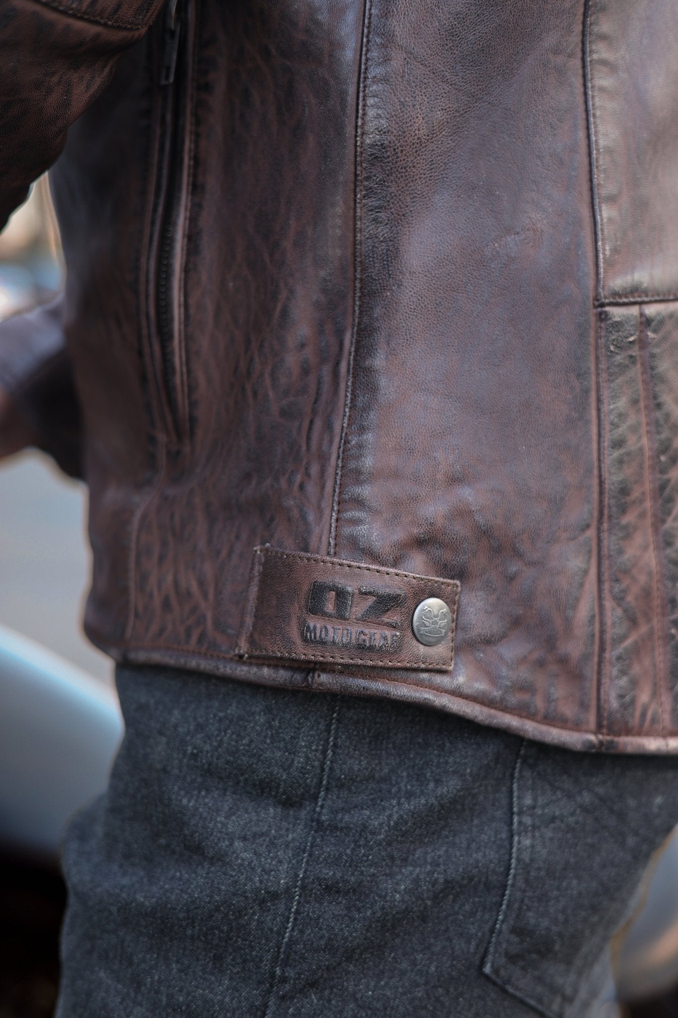 Men’s Leather Motorcycle Jacket Vintage Brown - OZ MOTOGEAR - Oz Motogear