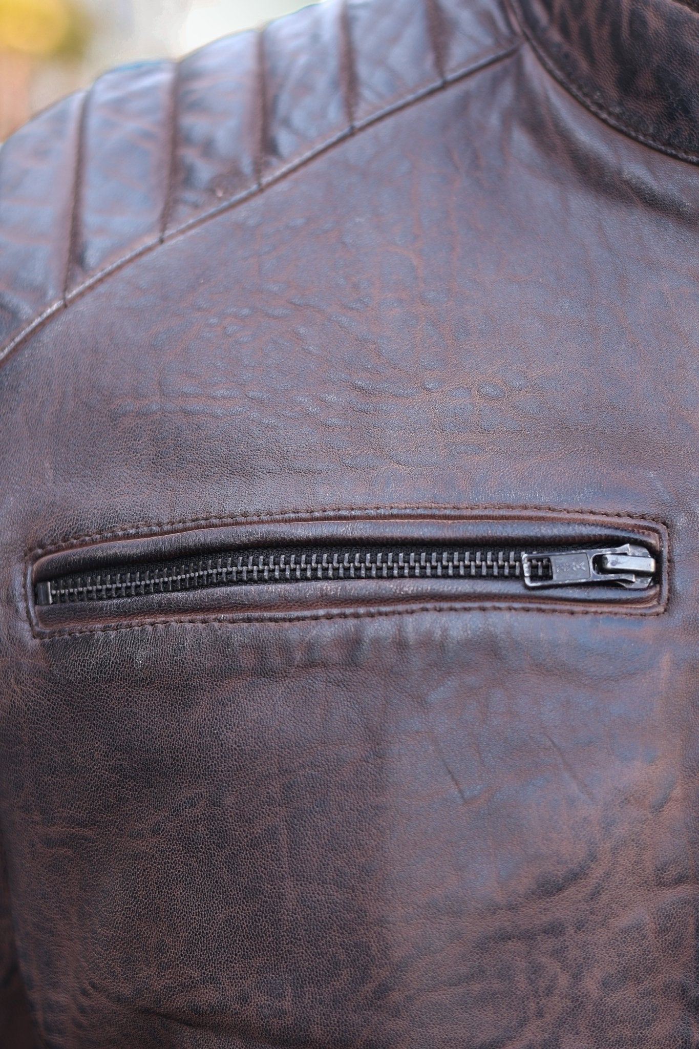 Men’s Leather Motorcycle Jacket Vintage Brown - OZ MOTOGEAR - Oz Motogear