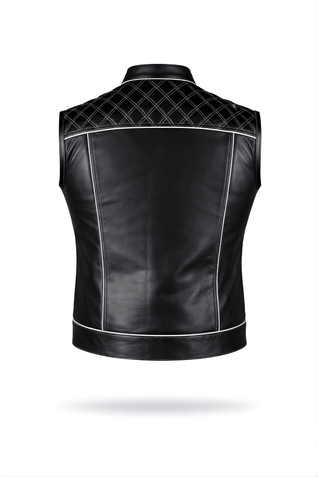 Quilted Leather Vest for Motorcycle Riders