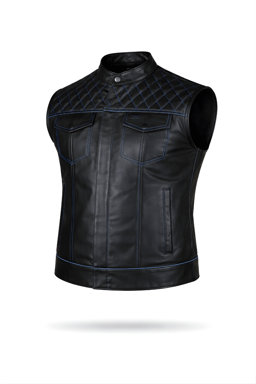 Quilted Leather Vest for Motorcycle Riders