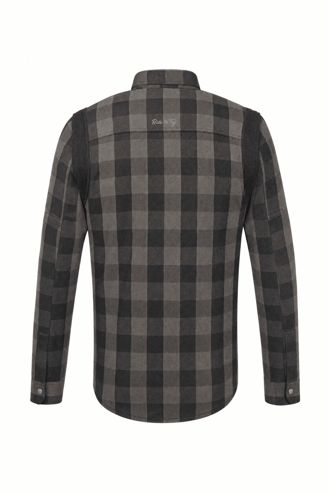 Men's Motorcycle Flannel Shirt CE AAA Certified Black & Grey - OZ MOTOGEAR - Oz Motogear