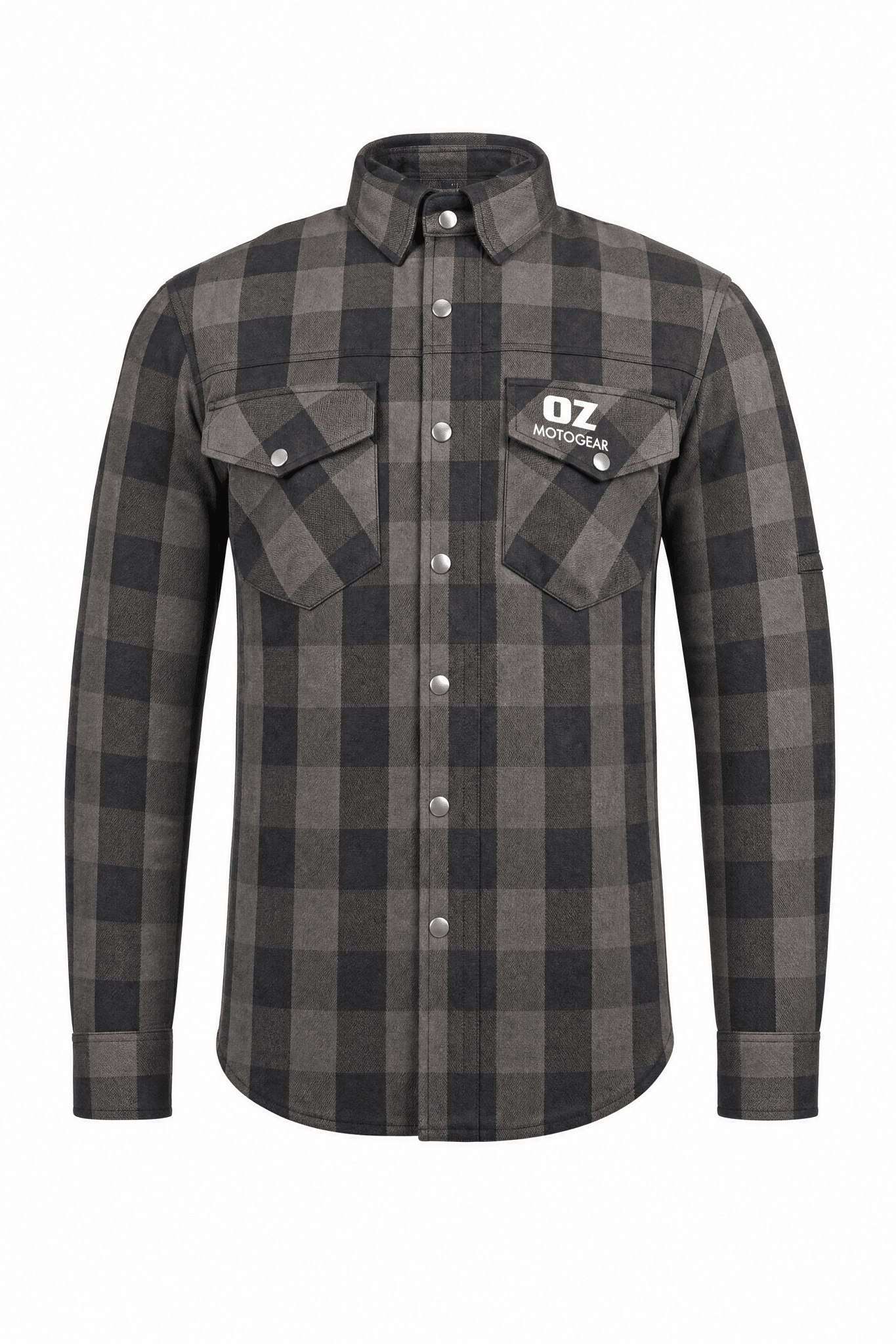Men's Motorcycle Flannel Shirt CE AAA Certified Black & Grey - OZ MOTOGEAR - Oz Motogear