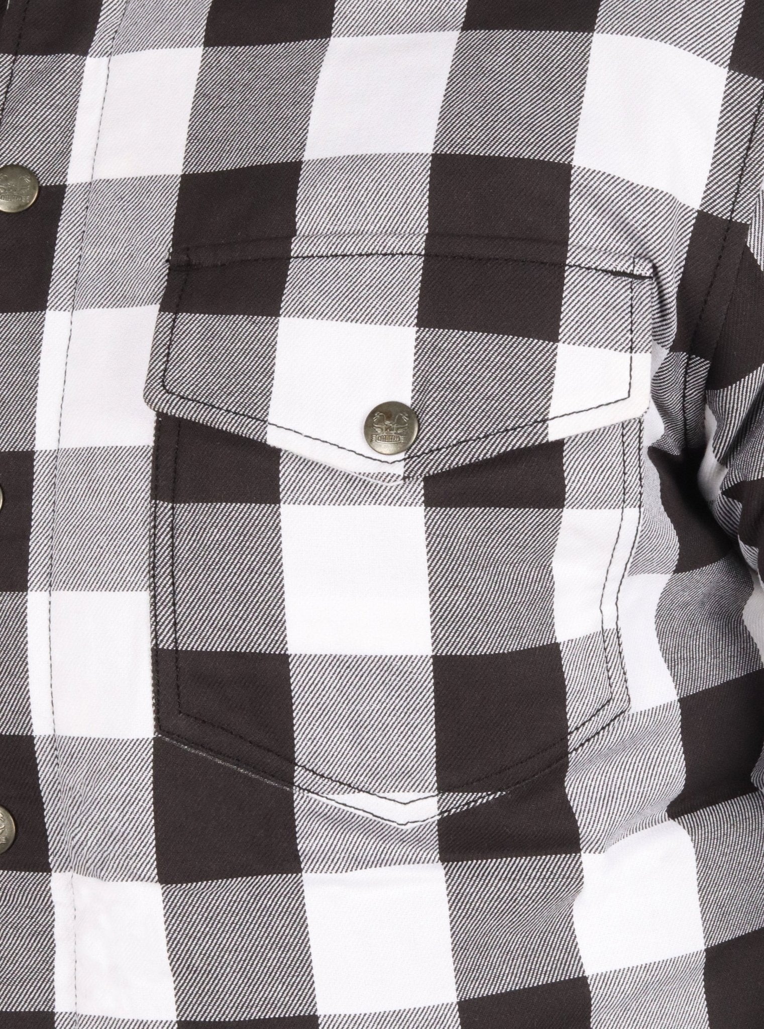 Men's Motorcycle Flannel Shirt CE AAA Certified Black & White - OZ MOTOGEAR - Oz Motogear
