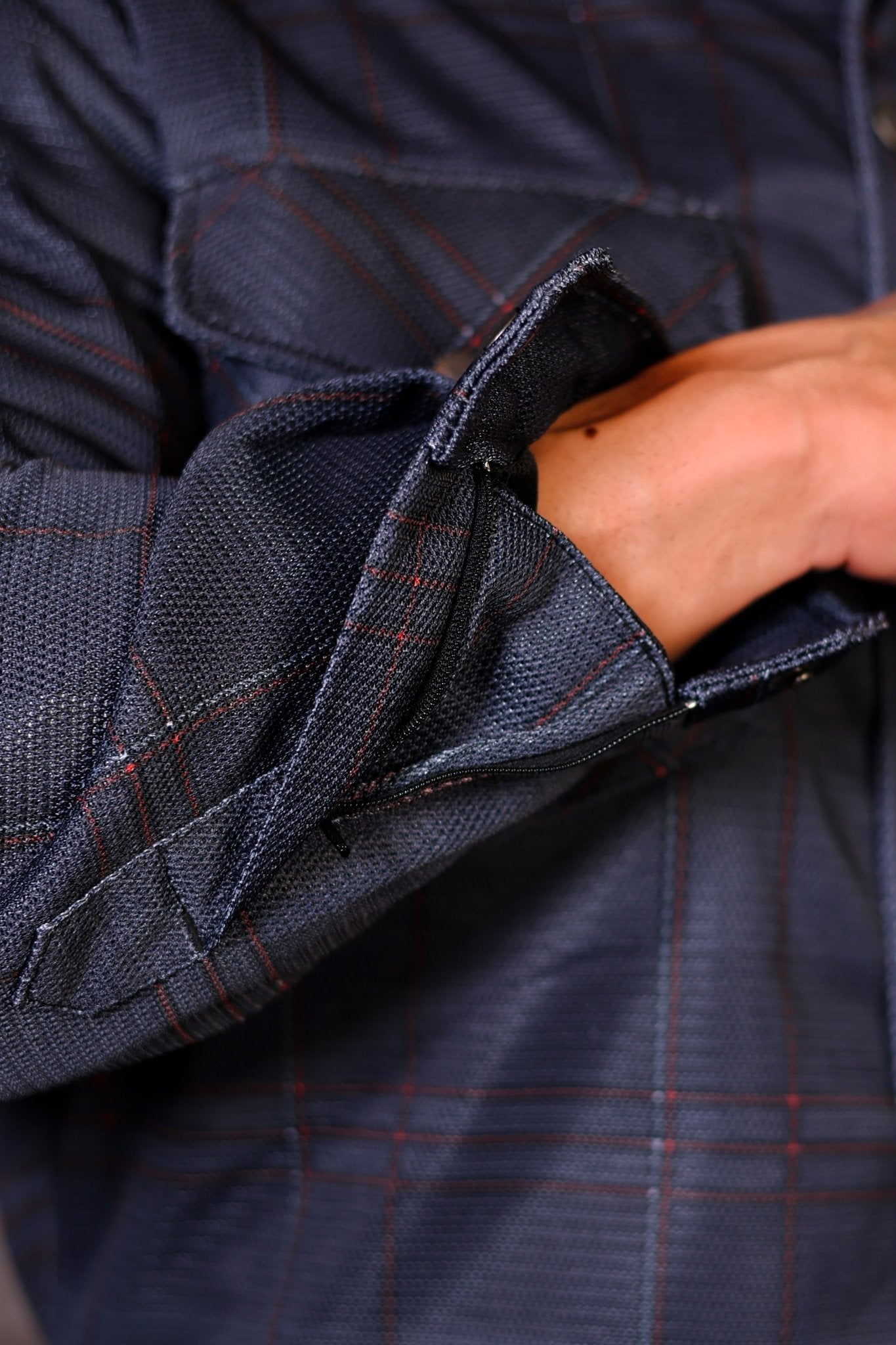 Men's Summer Motorcycle Mesh Shirt CE AA Orange Dark Plaid - OZ MOTOGEAR - Oz Motogear