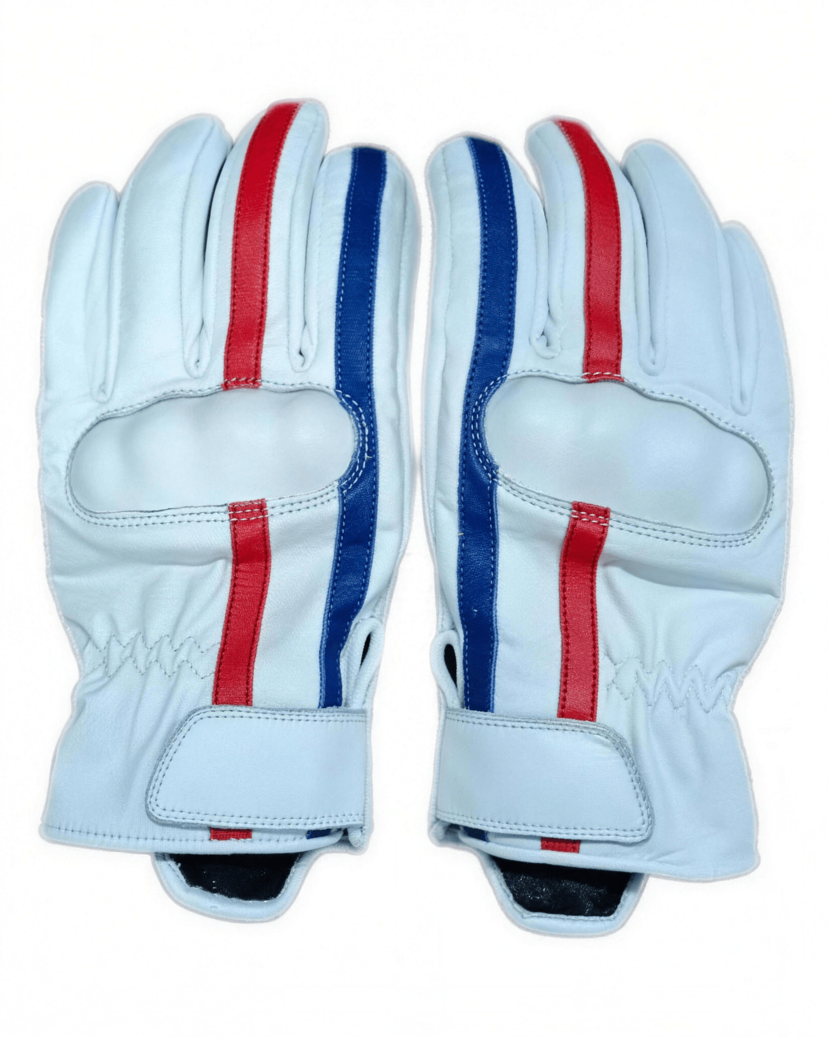 Patriot Gloves Leather white & Red - OZ MOTOGEAR - Oz Motogear