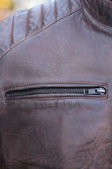 Men’s Leather Motorcycle Jacket Vintage Brown - OZ MOTOGEAR