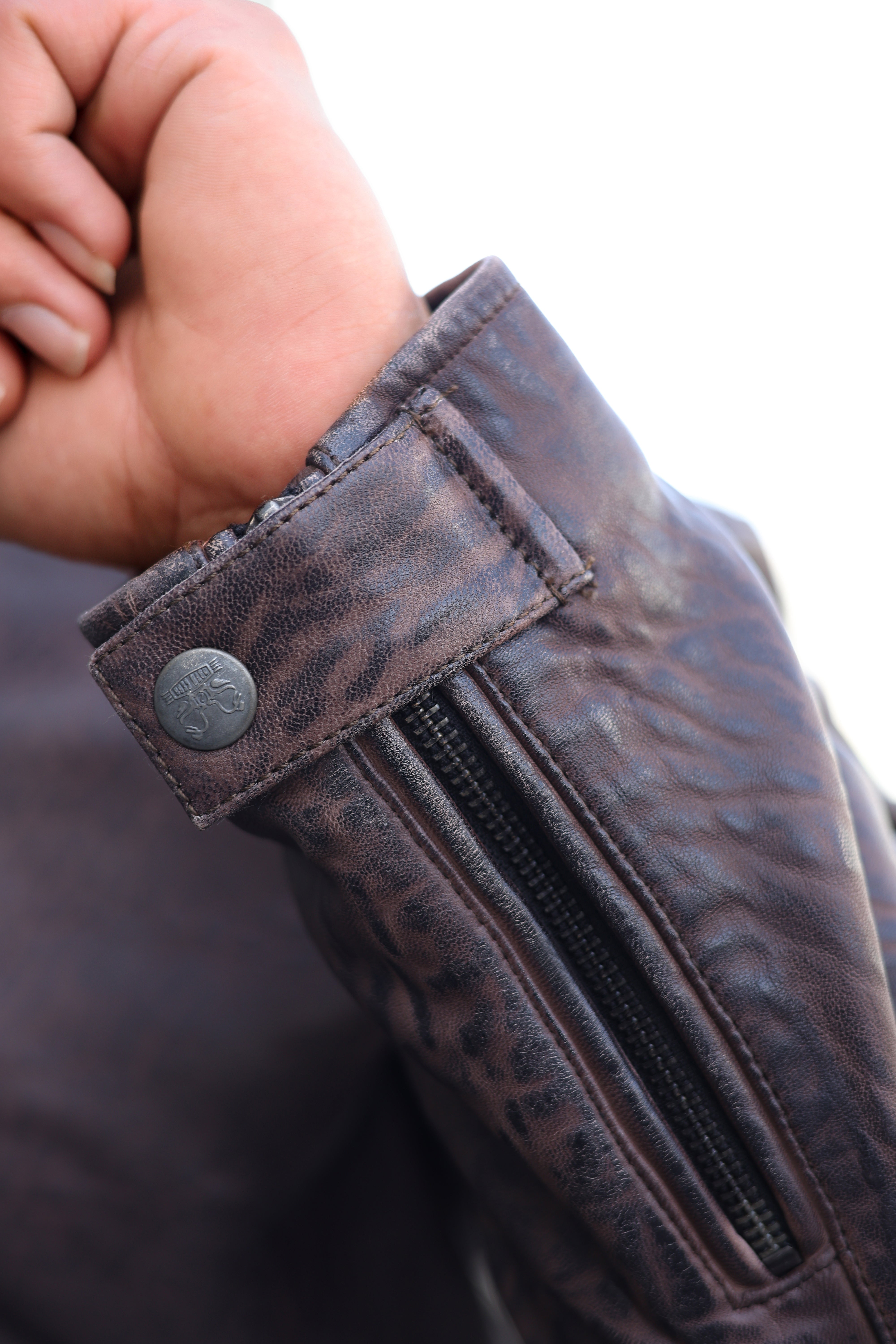 Men’s Leather Motorcycle Jacket Vintage Brown - OZ MOTOGEAR
