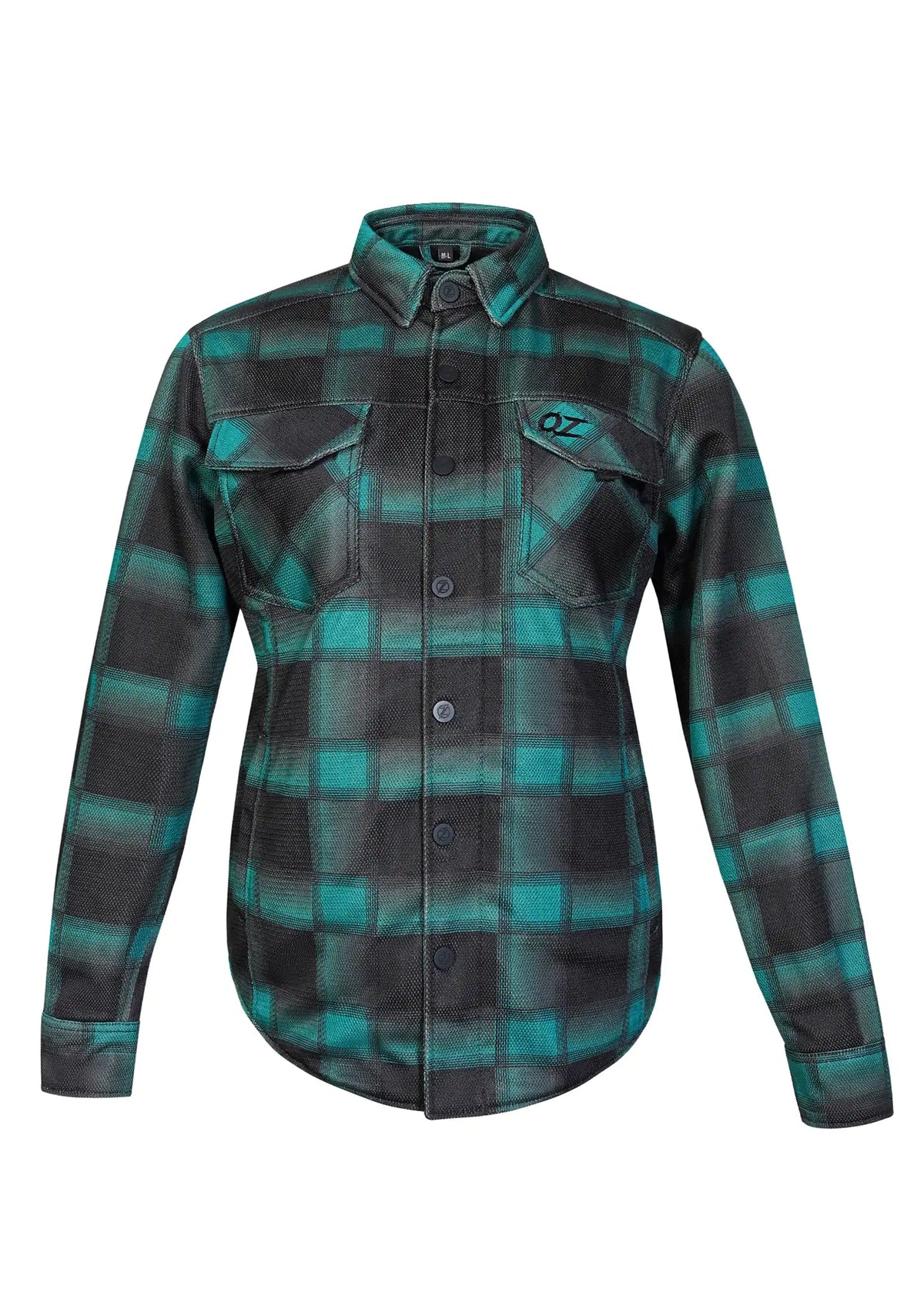 Ladies Drifter Mesh Shirt Emrald Check - Level 2 Protected - OZ MOTOGEAR