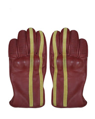 Gloves Leather Maroon - OZ MOTOGEAR