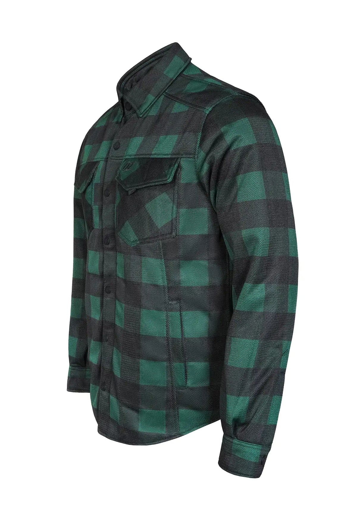 Men's Drifter Mesh Shirt Green Check - Level 2 Protected - OZ MOTOGEAR