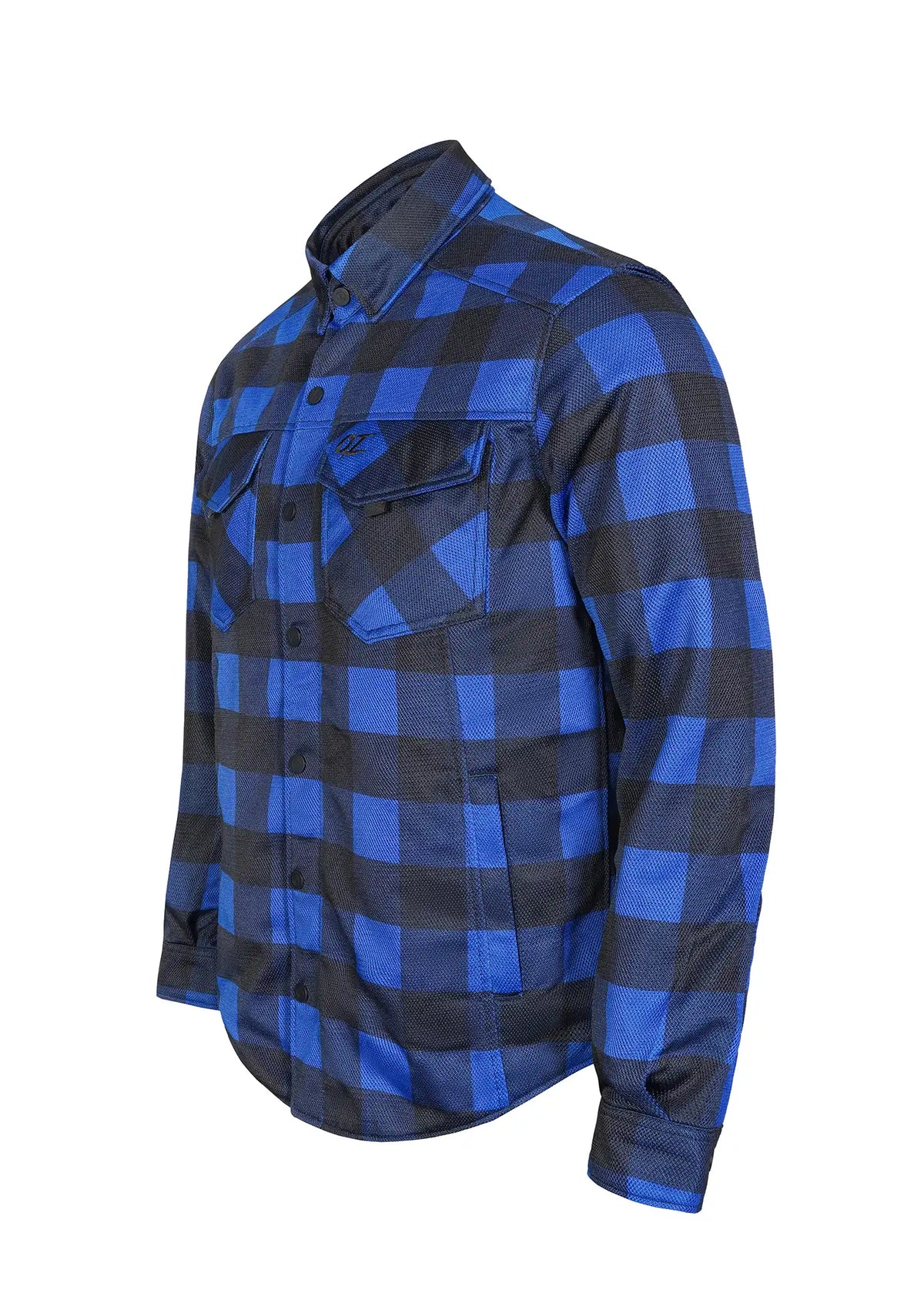 Men's Drifter Mesh Shirt Blue Check - Level 2 Protected - OZ MOTOGEAR