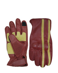 Gloves Leather Maroon - OZ MOTOGEAR