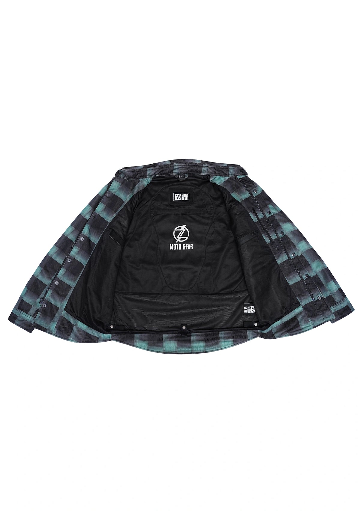 Men's Drifter Mesh Shirt Emrald Check - Level 2 Protected - OZ MOTOGEAR