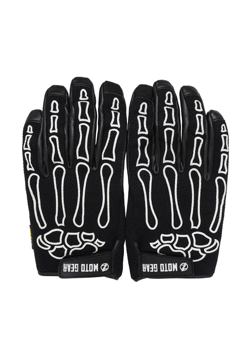 OZ MOTOGEAR Skeleton Bone Print Riding Gloves