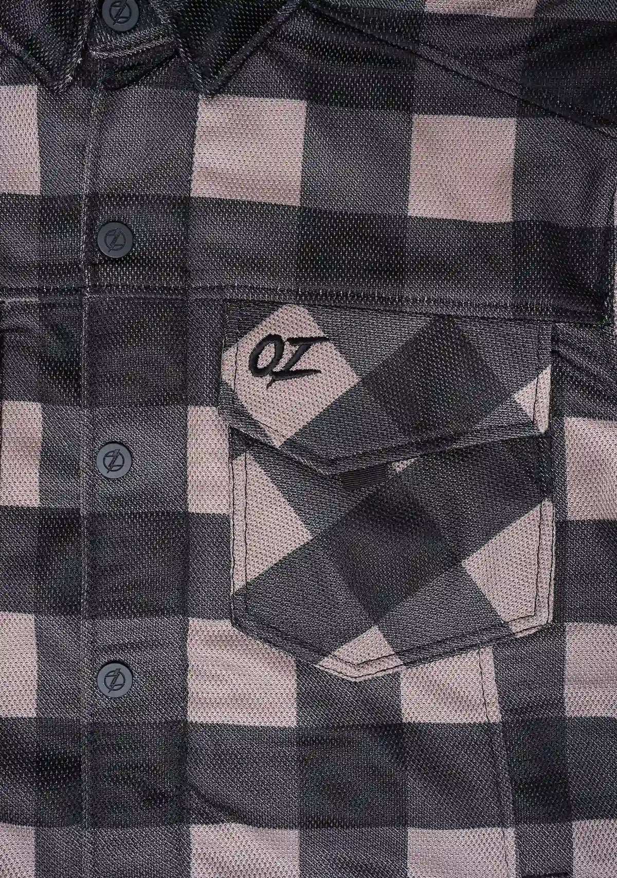 Men's Drifter Mesh Shirt Grey Check - Level 2 Protected - OZ MOTOGEAR